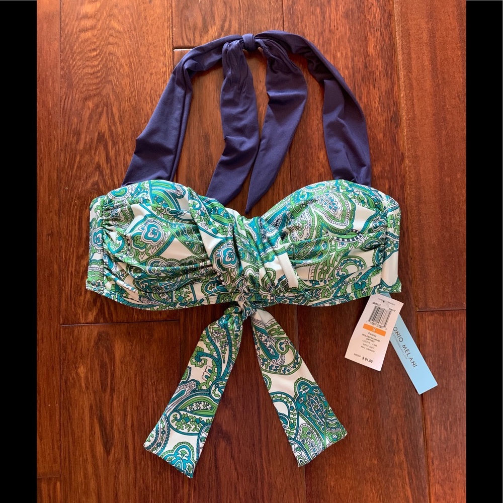 NWT Antonio Melani paisley bikini top, sz Sm